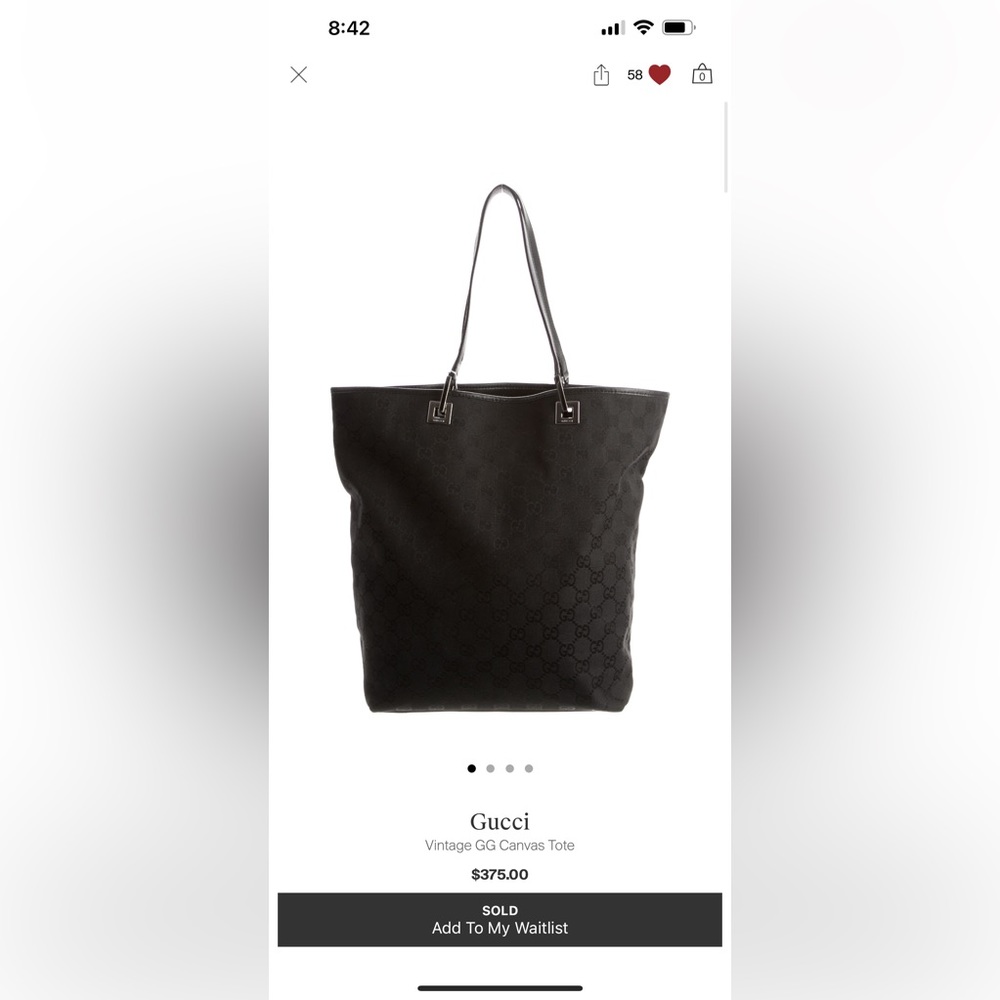 Authenticated Gucci Black Tote Bag/Purse (Vintage)
